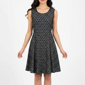 Enfocus Studio Black & White Geometric Lace Fit and Flare Dress Size 12
